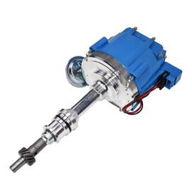 A-Team Performance HEI Ignition Distributor - Blue Cap & One-Wire Installation - 65K Coil, 7500 RPM Spark - Compatible with Small Block Ford 5.8L 351W Windsor 8-Cylinder
