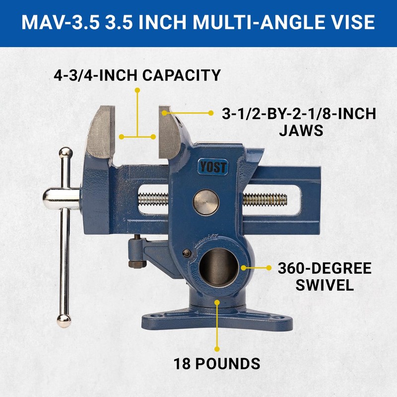 Yost Tools MAV-3.5 Multi-Angle Vise, Blue, 3.5"