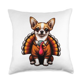 Chihuahua Turkey Outfit Cute Dog Chihuahua Throw Pillow