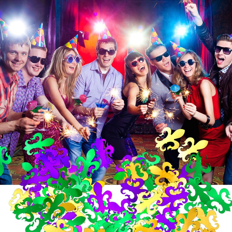 HIXNUG 1OZ Mardi Gras Confetti Decorations Masquerade Fleur De Lis