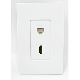 RiteAV - 1 x Cat6 Ethernet Female and 1 x HDMI Port Wall Plate Screwless Decorative - White