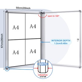 EVERSUPPLY Enclosed Changeable Letter Boards Felt Message Board with Locking Door, Black, Aluminum Frame, 26X20 inches