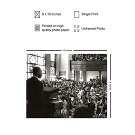 Martin Luther King in Church - MLK Wall Art - African American Wall Art - Black History Decor - Civil Rights Movement Photo - Religious Christian Gifts for Men, Women - Vintage Historic Photos Wall