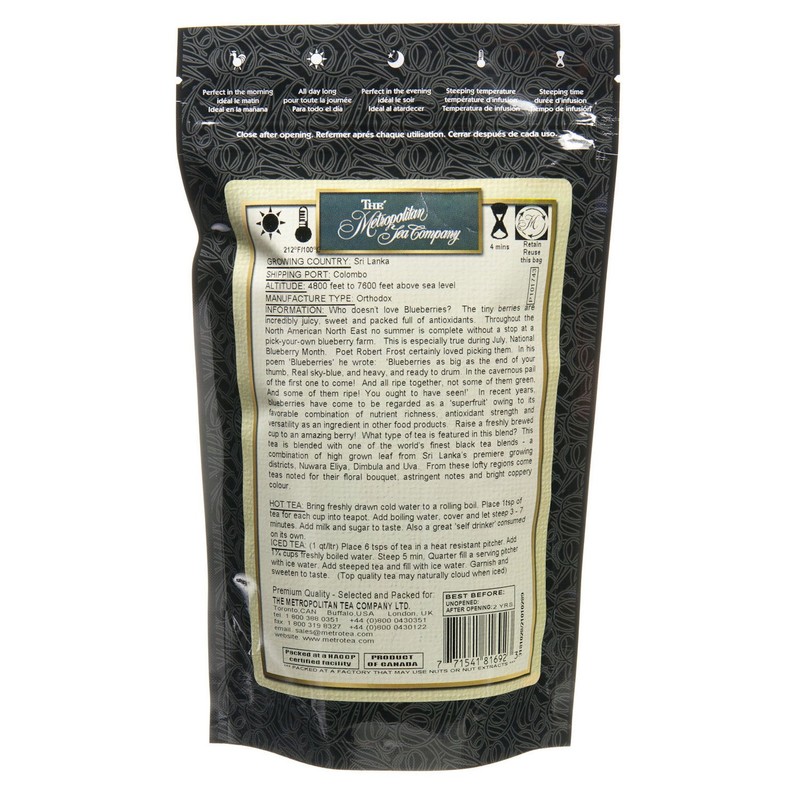 Metropolitan Tea Discovery Loose Tea Pack, Blueberry Flavored Black, 100gm