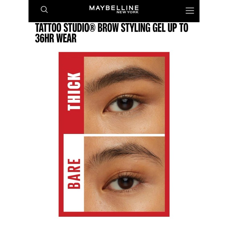 Maybelline Tattoo Studio Brow Styling Gel, 36 Hr 260 Deep