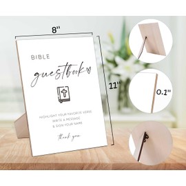 Bible Guestbook Sign for Wedding, Minimalist Wooden Sign With Stand, Wedding Reception Signs, Bridal Shower Centerpieces, Engagement Party Decorations, Guest Book Signs-1