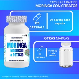 IsaaQuim Citrato de Potasio + Citrato de Magnesio + Moringa 120 capsulas de 530 mg