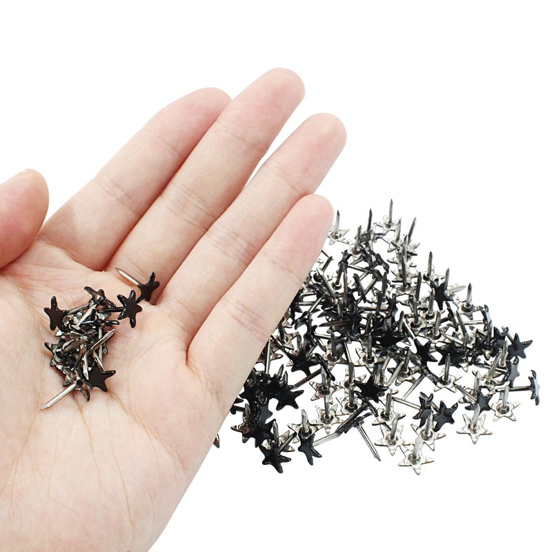 Piutouyar 150 Pcs Star Push Pins, Black Upholstery Tacks Star