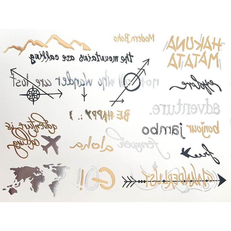 5 Sheets Metallic Tattoos Gold and Silver Flash By Modern