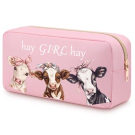 Cows Makeup Bag for Cow Lovers Women Animal Lovers Cosmetic Bag Zipper Purse Cow Themed Gifts for Friends Cow Lovers Nurse Mom BFF Western Stuff Oxford Cloth Makeup Bag Zipper Purse