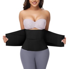 SHAPSHE Waist Trainer for Women Working out Cincher Body Shaper Tummy Control Waist Trimmer Belt Segmented Triple Wrap Black