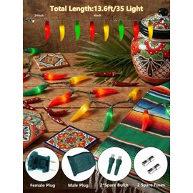 Xingzd 35 LED 13.6Ft Chili Pepper Lights, Christmas Camping String Lights
