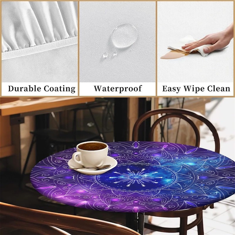 Outdoor round tablecloth with elastic band, diameter 44 inches -