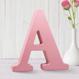 Aocean 6 Inch Pink Wood Letters Unfinished Wooden Letters for Wall Decor Decorative Standing Letters Slices Sign Board for Crafts Christmas Decoration Home Party Projects (A)