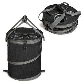 Tirrinia Large Pop-Up Cooler Bag- Insulated Collapsible Cooler with Flat Drink Table, Lightweight and Portable Ice Round Cooler for Travel, Fishing, Picnics, Hiking, Camping and Beach,Black