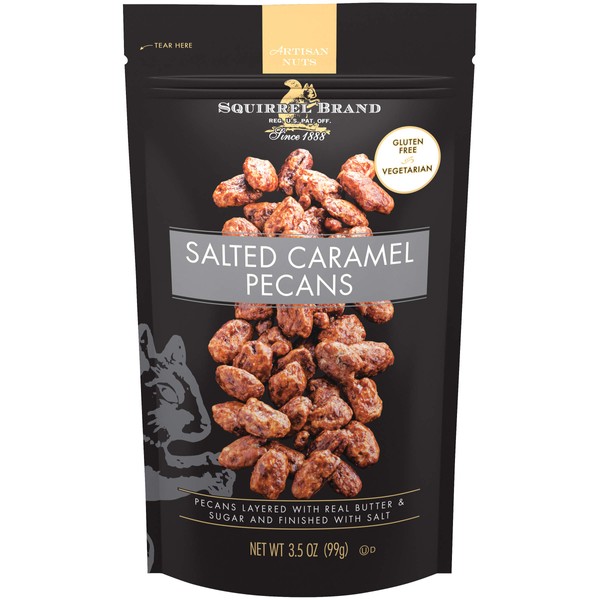 SQUIRREL BRAND Artisan Nuts Salted Caramel Pecans, 3.5 oz (Pack of 6)