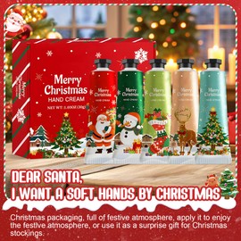 JAOJAO Christmas Hand Cream, Holiday Hand Cream Deeply Moisturize Easy Carry-On for Dry Cracked Hands Travel Size Christmas Gifts for Women Stocking Stuffers and Decorations 5 Pack