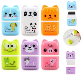 Marte Vanci Cute Pencil Eraser, 6 Pcs Cartoon Animal Erasers Shavings Roller Case Erasers Pencil Marks Removal Cleanly Fun School Supplies Erasers Gift Party Favors Office Home