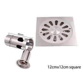 Deep Water Floor Drain, 120 x 120mm Square Shower Strainer Stainless Steel Anti-odor Insert Floor Drain for Bathroom, Toilet and Kitchen