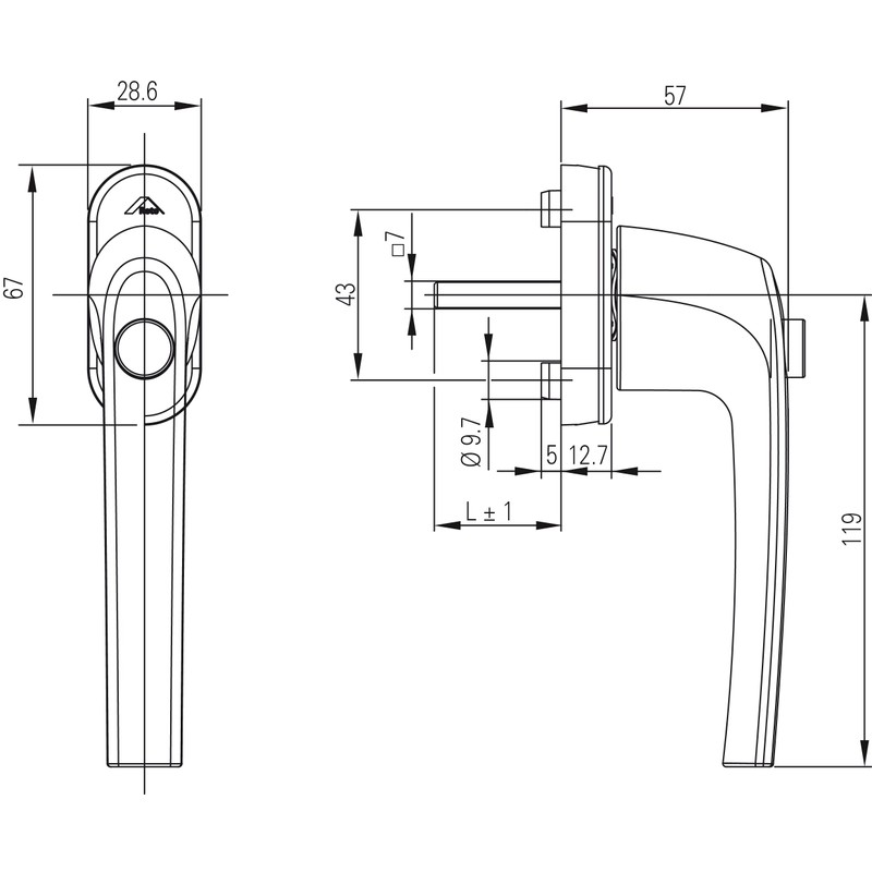 Window Handle Roto Samba Push Button Natural Silver with Screws