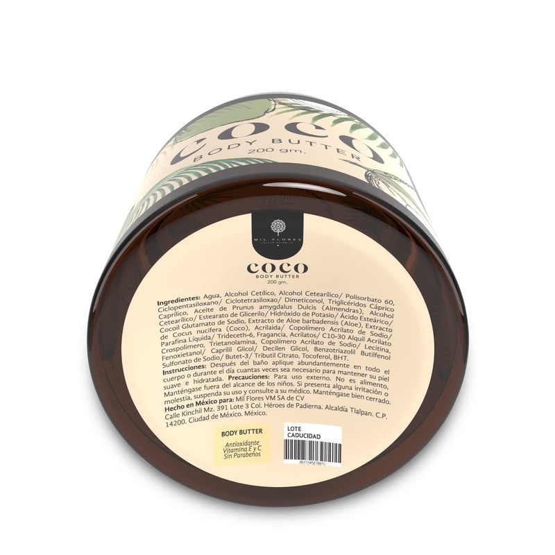 MIL FLORES BODY BUTTER COCO Hidrata, lubrica y nutre la