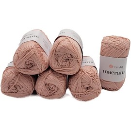 540 Gramm Ilkadim Export Macrame Polyester-Garn, 6x 90 Gramm, gesamt ca. 780m Lauflänge, Häkelgarn, Makramee Kordelgarn (altrosa 171)