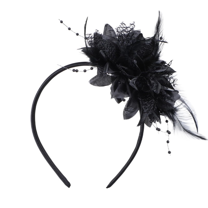 ElevateTech 1920s Feather Fascinators Headband, Queen Flapper Headpiece Vintage Hair