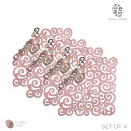 BLASANI Mijal Gleiser Double Sided Placemats Laser Cut Heat Resistant Non Slip Stain Resistant Set of 4 (Sea Snail Collection Pewter-Rose)
