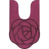 Purple Rose Motif Shaped Rose-Shaped Ear Length Toilet Mat, Rose