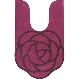 Purple Rose Motif Shaped Rose-Shaped Ear Length Toilet Mat, Rose Design, Senko SDS