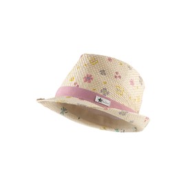 Sterntaler Straw Hat Flowers - Summer Hat with All-Over Floral Print - UV Protection 50+ Sun Hat - Girls Hat - Baby and Children Summer Headpiece, sand, 49