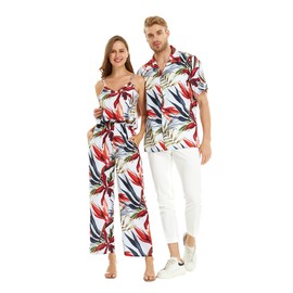 Matchable Couple Hawaiian Luau Shirt in Garden at Dawn, Men, XL