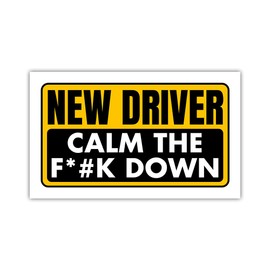 SUNHADO [7.5"x4.5"] New Driver Calm The F*#k Down Car Magnet Funny New Driver Car Magnet, Gifts Decorations Car Truck Vans