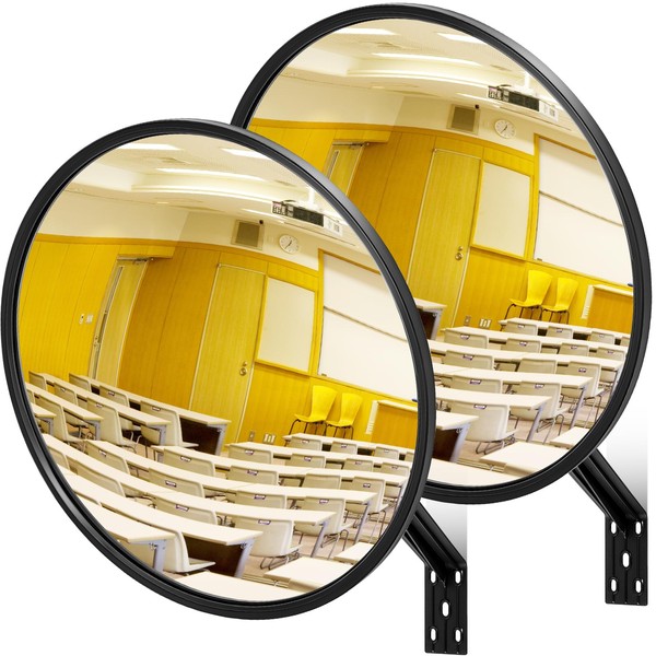 Maitys Convex Mirror Acrylic Safety Security Traffic Garage Corner Mirror Adjustable Wide Angle View Mirror with Fixing Bracket for Indoor Outdoor School Classroom Warehouse (2 Pcs,Indoor,18 Inch)