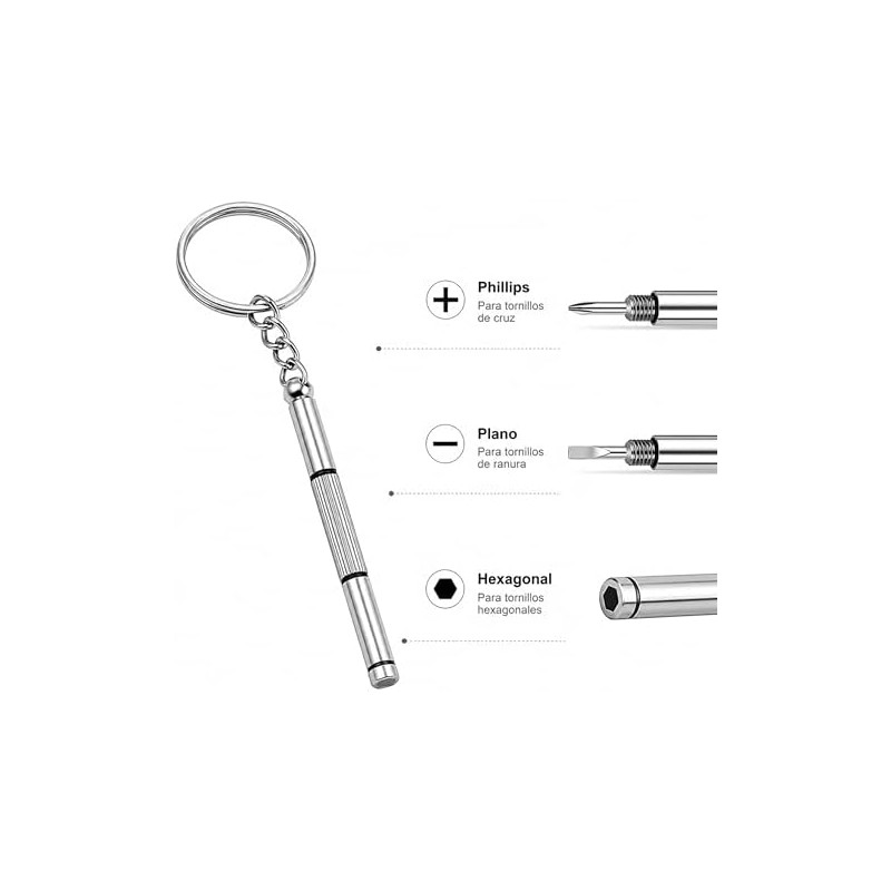 Destornillador de Precisión para Gafas y Relojes, Acero, Kit de