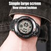 Black Men Digital Watch Waterproof LED Backlight Stopwatch Countdown 12/24