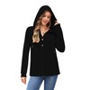WNEEDU Womens Long Sleeve Tops Waffle Knit Hoodies Drawstring Button