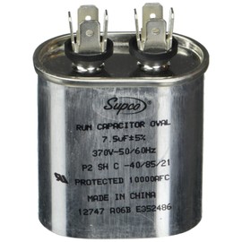 Run Capacitor, Oval, 7.5 Mfd., 370 Volt, CR7.5X370