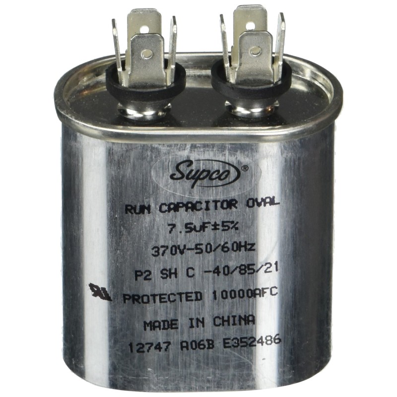 Run Capacitor, Oval, 7.5 Mfd., 370 Volt, CR7.5X370
