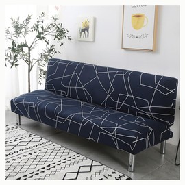 Armless Sofa Cover Futon Slipcover Microfiber Double 3 Seater Sofa Bed Cover Folding Printed Futon Furniture Protector Without Armrests (Color : #25, Size : 190-210cm/74.8-82.6in)