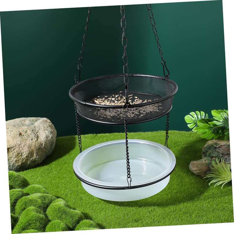 KONTONTY Stylish Iron Craft Double Tray Feeder Hanging Bird Feeder