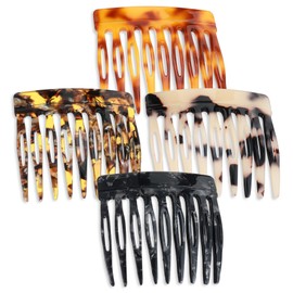 4 Piece Hair Combs for Plugging, French Comb French Side Combs Made of Chemical Fibres for All Hair Thicknesses, Vintage Design Mini Hair Clips for Natural Hold