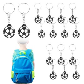 SIYINGSAERY 16 Pieces Mini Football Key Fob Football Pendant Football Key Ring Sport Ball Key Ring Football Gifts Boys Football Party Bag for School Carnival Reward, White