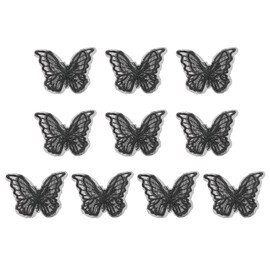 PATIKIL 10Pcs Embroidery Lace Butterfly Applique, 1.6"x2"Butterfly Sew Iron On Patch with Double Layer Organza Appliques for Clothing Wedding Dresses DIY Clothes Craft, Black