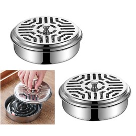 Pack of 2 Portable Mosquito Spiral Holder Box, Anti Mosquito Spiral Stainless Steel Holder, Movable Mosquito Coil Holder, Ideal for Home, Camping and Travel