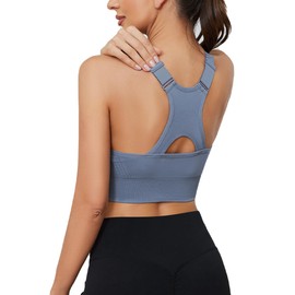 Sykooria High Impact Sports Bras for Women Adjustable Strap Racerback Bras with Padding Workout Bras Tops