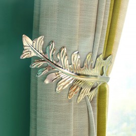 MoYouno 1 pair of curtain holders, tie hooks for curtains, large vintage leaf curtain tiebacks, tiebacks for curtains, retro decorative curtain holders, tie backs for curtains (silver)