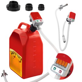 Fuel pump with auto-stop sensor, Electric diesel pump 2.4GPM with 3 adapter sizes, Self-priming oil suction pump with hoses and nozzle for diesel, oil & petrol