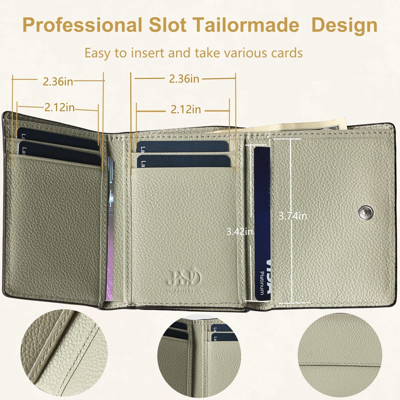 JLDAdornGo Wallet for Men RFID Slim Trifold Genuine Cattle Leather