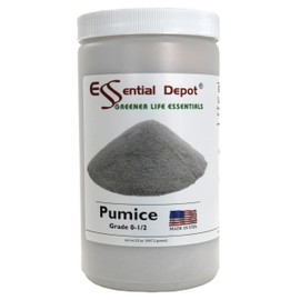 PUMICE - 2 LBS nt wt - Grade: 0-1/2 - dry - granules - exfoliant for scrubs, soaps, toiletries - USA Made - HDPE safety sealed jar with screw top